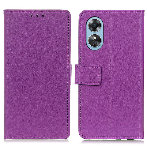 Handytasche Stand Schutzhülle Flip Leder Hülle M08L für Oppo A17 Violett