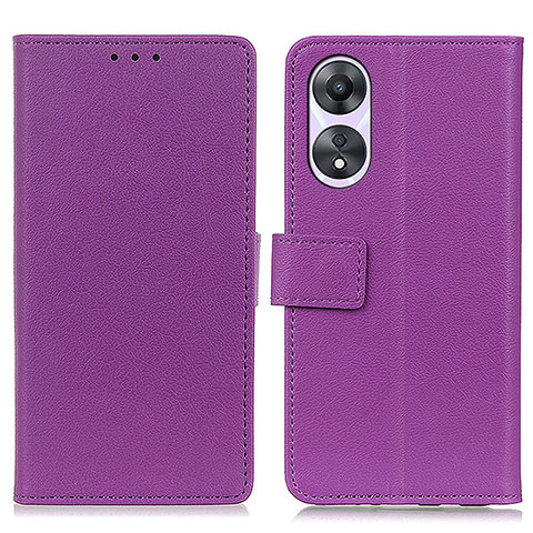 Handytasche Stand Schutzhülle Flip Leder Hülle M08L für Oppo A18 Violett