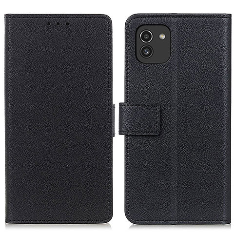 Handytasche Stand Schutzhülle Flip Leder Hülle M08L für Samsung Galaxy A03 Schwarz