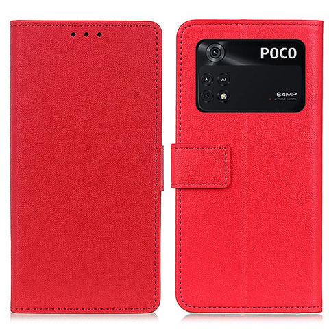 Handytasche Stand Schutzhülle Flip Leder Hülle M08L für Xiaomi Poco M4 Pro 4G Rot