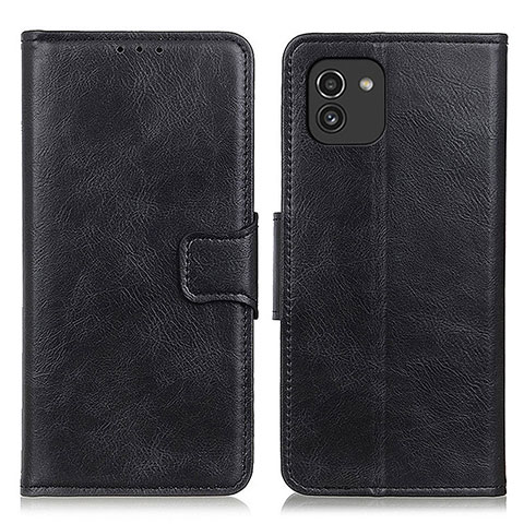 Handytasche Stand Schutzhülle Flip Leder Hülle M09L für Samsung Galaxy A03 Schwarz