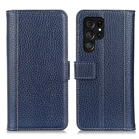 Handytasche Stand Schutzhülle Flip Leder Hülle M10L für Samsung Galaxy S23 Ultra 5G Blau