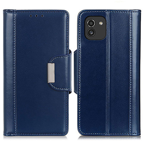 Handytasche Stand Schutzhülle Flip Leder Hülle M13L für Samsung Galaxy A03 Blau