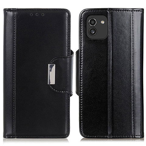 Handytasche Stand Schutzhülle Flip Leder Hülle M13L für Samsung Galaxy A03 Schwarz