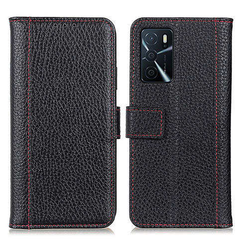 Handytasche Stand Schutzhülle Flip Leder Hülle M14L für Oppo A16s Schwarz