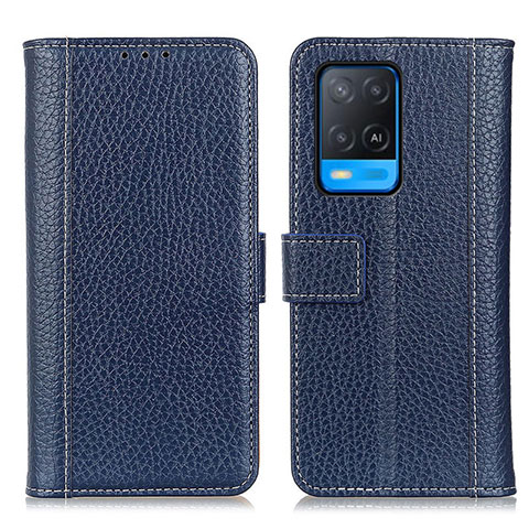 Handytasche Stand Schutzhülle Flip Leder Hülle M14L für Oppo A54 4G Blau