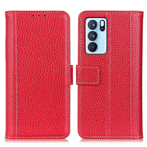 Handytasche Stand Schutzhülle Flip Leder Hülle M14L für Oppo Reno6 Pro 5G India Rot