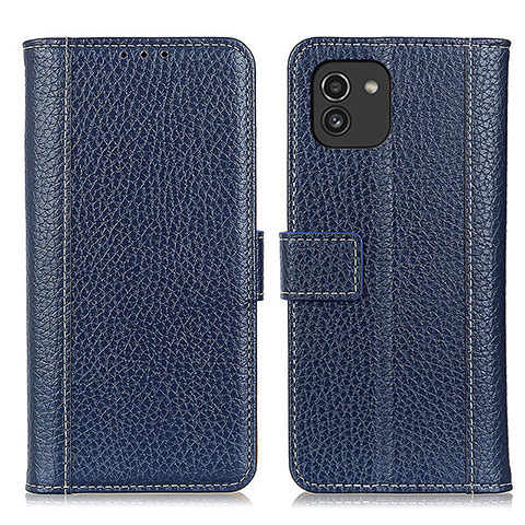 Handytasche Stand Schutzhülle Flip Leder Hülle M14L für Samsung Galaxy A03 Blau