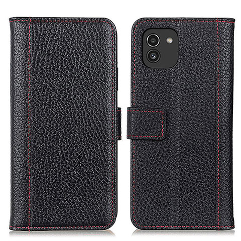 Handytasche Stand Schutzhülle Flip Leder Hülle M14L für Samsung Galaxy A03 Schwarz