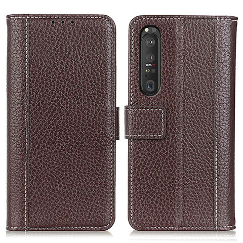 Handytasche Stand Schutzhülle Flip Leder Hülle M14L für Sony Xperia 1 III Braun