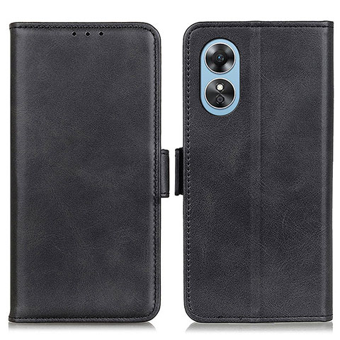 Handytasche Stand Schutzhülle Flip Leder Hülle M15L für Oppo A17 Schwarz