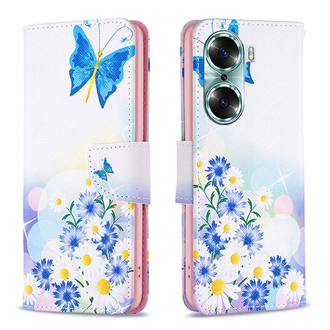 Handytasche Stand Schutzhülle Flip Leder Hülle Modisch Muster B01F für Huawei Honor 60 5G Blau