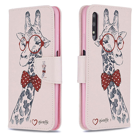 Handytasche Stand Schutzhülle Flip Leder Hülle Modisch Muster B01F für Huawei P Smart Z (2019) Rosa