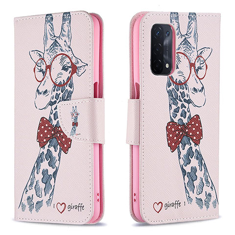 Handytasche Stand Schutzhülle Flip Leder Hülle Modisch Muster B01F für Oppo A54 5G Rosa