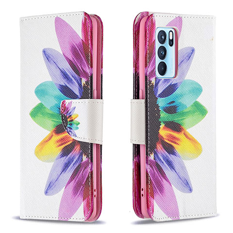 Handytasche Stand Schutzhülle Flip Leder Hülle Modisch Muster B01F für Oppo Reno6 Pro 5G India Plusfarbig