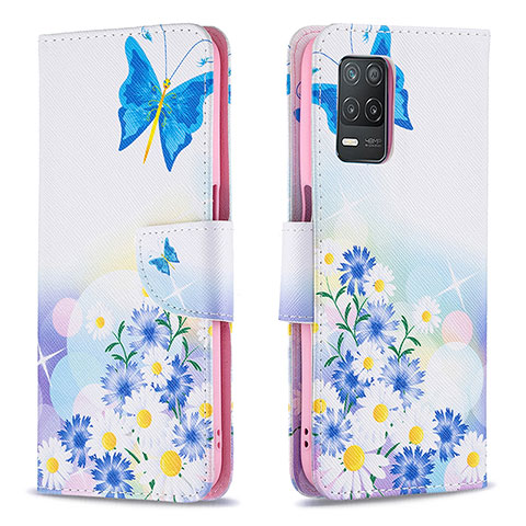 Handytasche Stand Schutzhülle Flip Leder Hülle Modisch Muster B01F für Realme 8 5G Blau