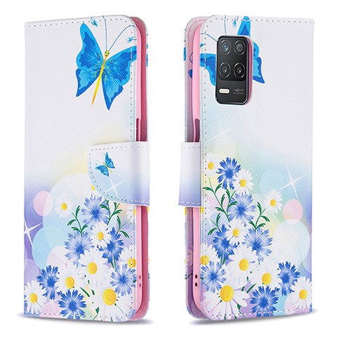 Handytasche Stand Schutzhülle Flip Leder Hülle Modisch Muster B01F für Realme 9 5G India Blau