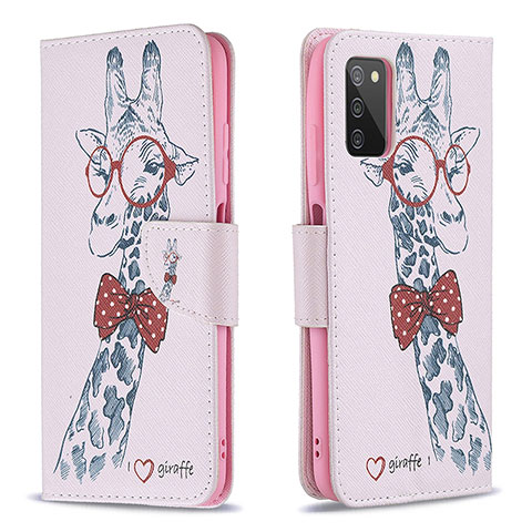 Handytasche Stand Schutzhülle Flip Leder Hülle Modisch Muster B01F für Samsung Galaxy A03s Rosa