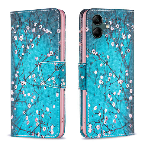 Handytasche Stand Schutzhülle Flip Leder Hülle Modisch Muster B01F für Samsung Galaxy A04E Cyan