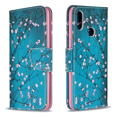 Handytasche Stand Schutzhülle Flip Leder Hülle Modisch Muster B01F für Samsung Galaxy A10s Cyan