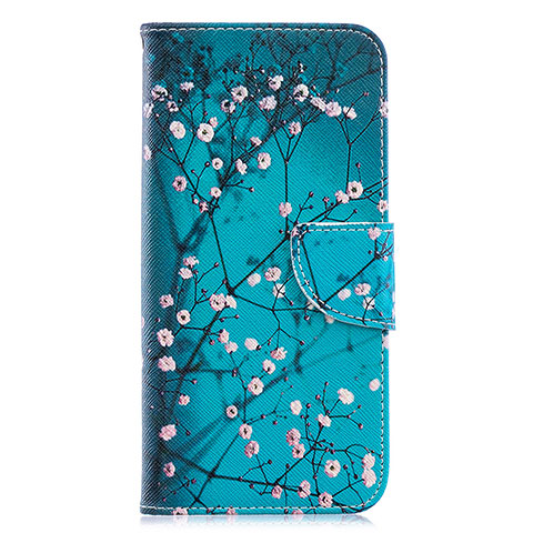 Handytasche Stand Schutzhülle Flip Leder Hülle Modisch Muster B01F für Samsung Galaxy A20 Cyan