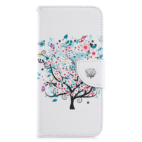 Handytasche Stand Schutzhülle Flip Leder Hülle Modisch Muster B01F für Samsung Galaxy A20 Weiß