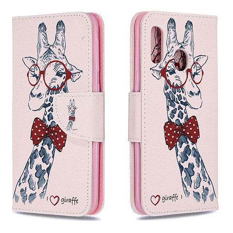 Handytasche Stand Schutzhülle Flip Leder Hülle Modisch Muster B01F für Samsung Galaxy A20e Rosa