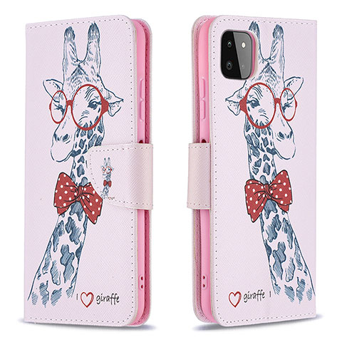 Handytasche Stand Schutzhülle Flip Leder Hülle Modisch Muster B01F für Samsung Galaxy A22 5G Rosa