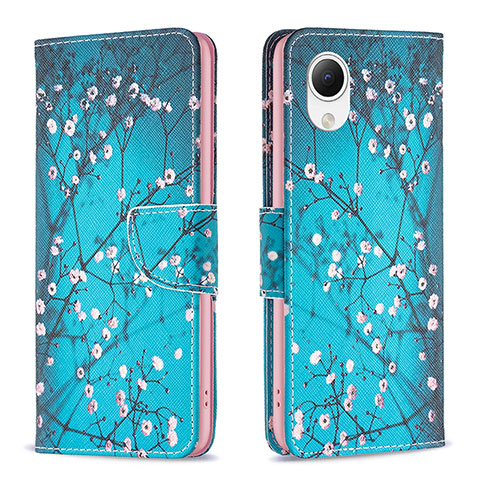 Handytasche Stand Schutzhülle Flip Leder Hülle Modisch Muster B01F für Samsung Galaxy A23 5G SC-56C Cyan