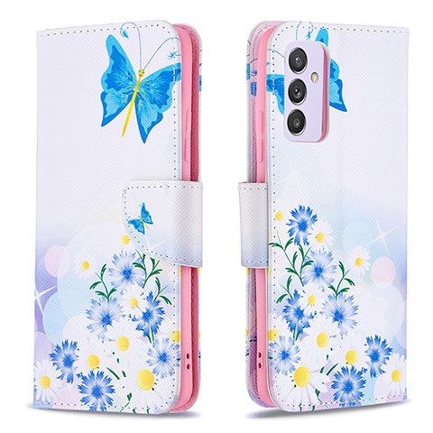 Handytasche Stand Schutzhülle Flip Leder Hülle Modisch Muster B01F für Samsung Galaxy A24 4G Blau