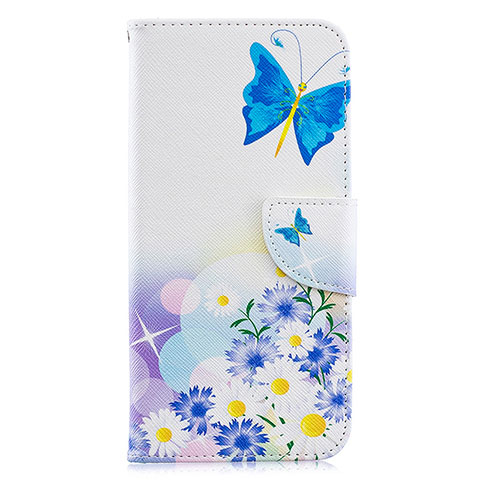 Handytasche Stand Schutzhülle Flip Leder Hülle Modisch Muster B01F für Samsung Galaxy A30 Blau