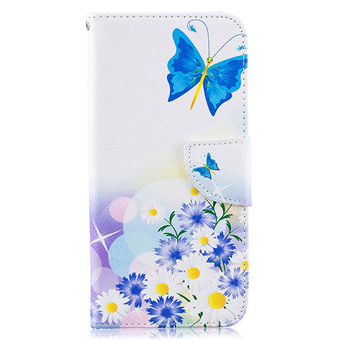 Handytasche Stand Schutzhülle Flip Leder Hülle Modisch Muster B01F für Samsung Galaxy A30S Blau