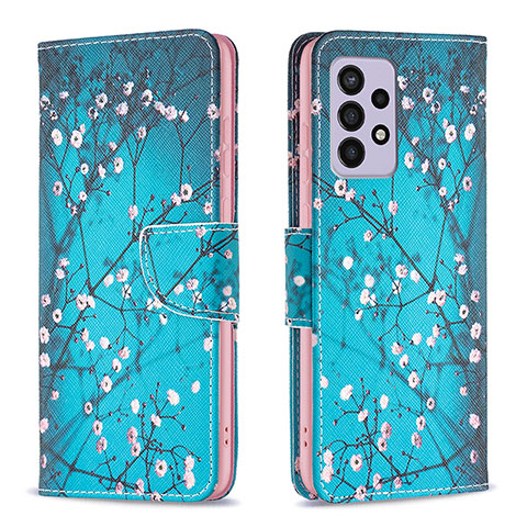 Handytasche Stand Schutzhülle Flip Leder Hülle Modisch Muster B01F für Samsung Galaxy A33 5G Cyan