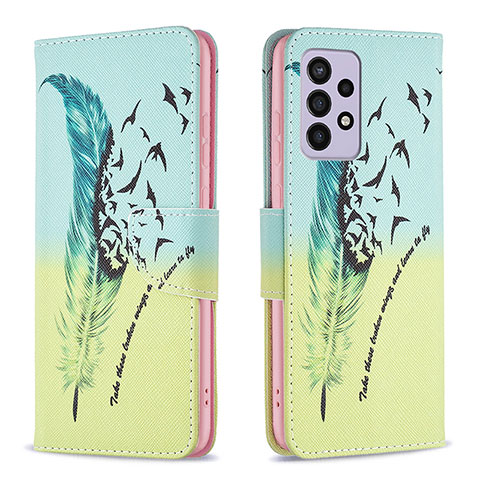 Handytasche Stand Schutzhülle Flip Leder Hülle Modisch Muster B01F für Samsung Galaxy A33 5G Minzgrün