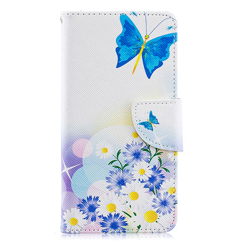 Handytasche Stand Schutzhülle Flip Leder Hülle Modisch Muster B01F für Samsung Galaxy A40 Blau