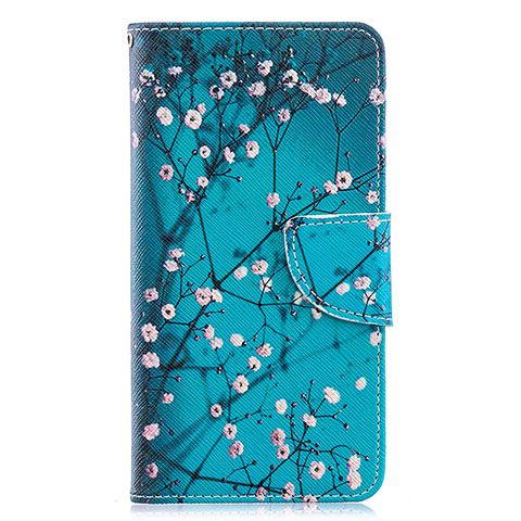 Handytasche Stand Schutzhülle Flip Leder Hülle Modisch Muster B01F für Samsung Galaxy A40 Cyan