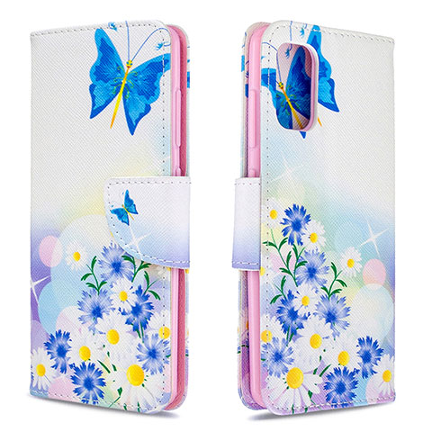 Handytasche Stand Schutzhülle Flip Leder Hülle Modisch Muster B01F für Samsung Galaxy A41 Blau