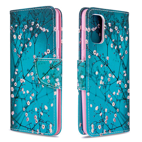 Handytasche Stand Schutzhülle Flip Leder Hülle Modisch Muster B01F für Samsung Galaxy A41 Cyan