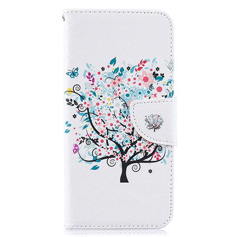 Handytasche Stand Schutzhülle Flip Leder Hülle Modisch Muster B01F für Samsung Galaxy A50S Weiß