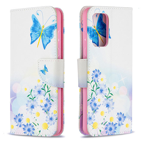 Handytasche Stand Schutzhülle Flip Leder Hülle Modisch Muster B01F für Samsung Galaxy A52 4G Blau