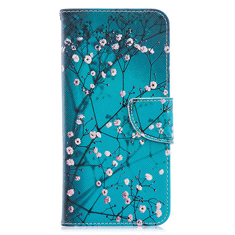 Handytasche Stand Schutzhülle Flip Leder Hülle Modisch Muster B01F für Samsung Galaxy A70 Cyan