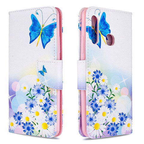 Handytasche Stand Schutzhülle Flip Leder Hülle Modisch Muster B01F für Samsung Galaxy A70E Blau