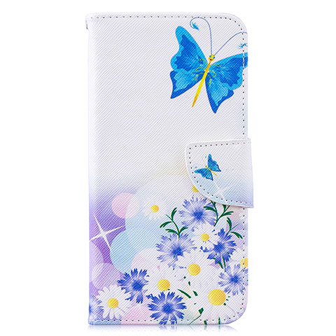 Handytasche Stand Schutzhülle Flip Leder Hülle Modisch Muster B01F für Samsung Galaxy M10 Blau