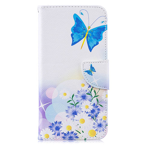 Handytasche Stand Schutzhülle Flip Leder Hülle Modisch Muster B01F für Samsung Galaxy M20 Blau