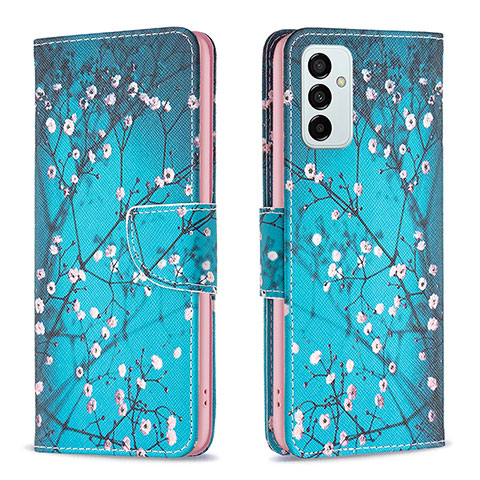 Handytasche Stand Schutzhülle Flip Leder Hülle Modisch Muster B01F für Samsung Galaxy M23 5G Cyan