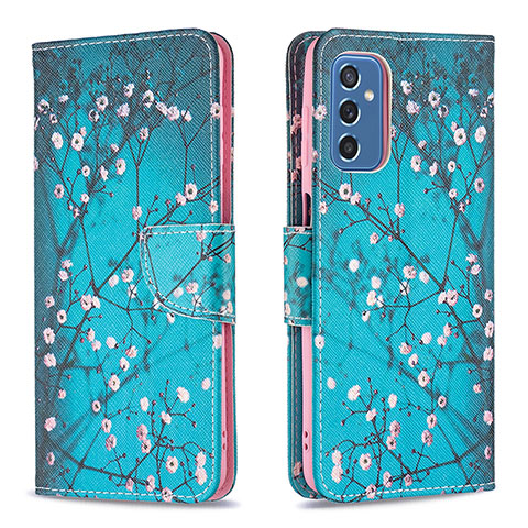 Handytasche Stand Schutzhülle Flip Leder Hülle Modisch Muster B01F für Samsung Galaxy M52 5G Cyan