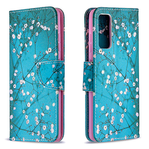 Handytasche Stand Schutzhülle Flip Leder Hülle Modisch Muster B01F für Samsung Galaxy S20 FE 4G Cyan