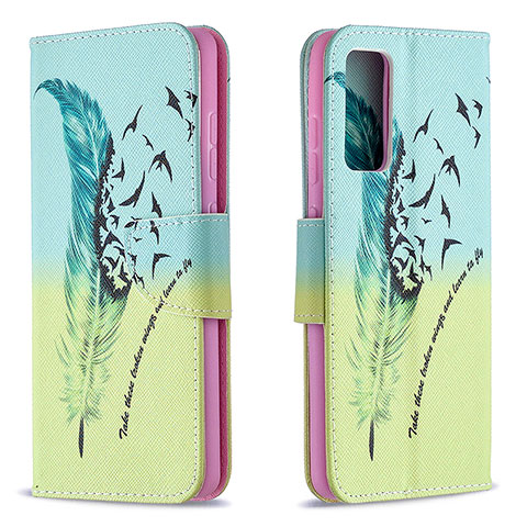 Handytasche Stand Schutzhülle Flip Leder Hülle Modisch Muster B01F für Samsung Galaxy S20 FE 4G Minzgrün