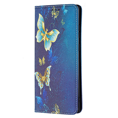 Handytasche Stand Schutzhülle Flip Leder Hülle Modisch Muster B01F für Samsung Galaxy S22 Ultra 5G Blau