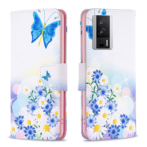 Handytasche Stand Schutzhülle Flip Leder Hülle Modisch Muster B01F für Xiaomi Redmi K60 Pro 5G Blau